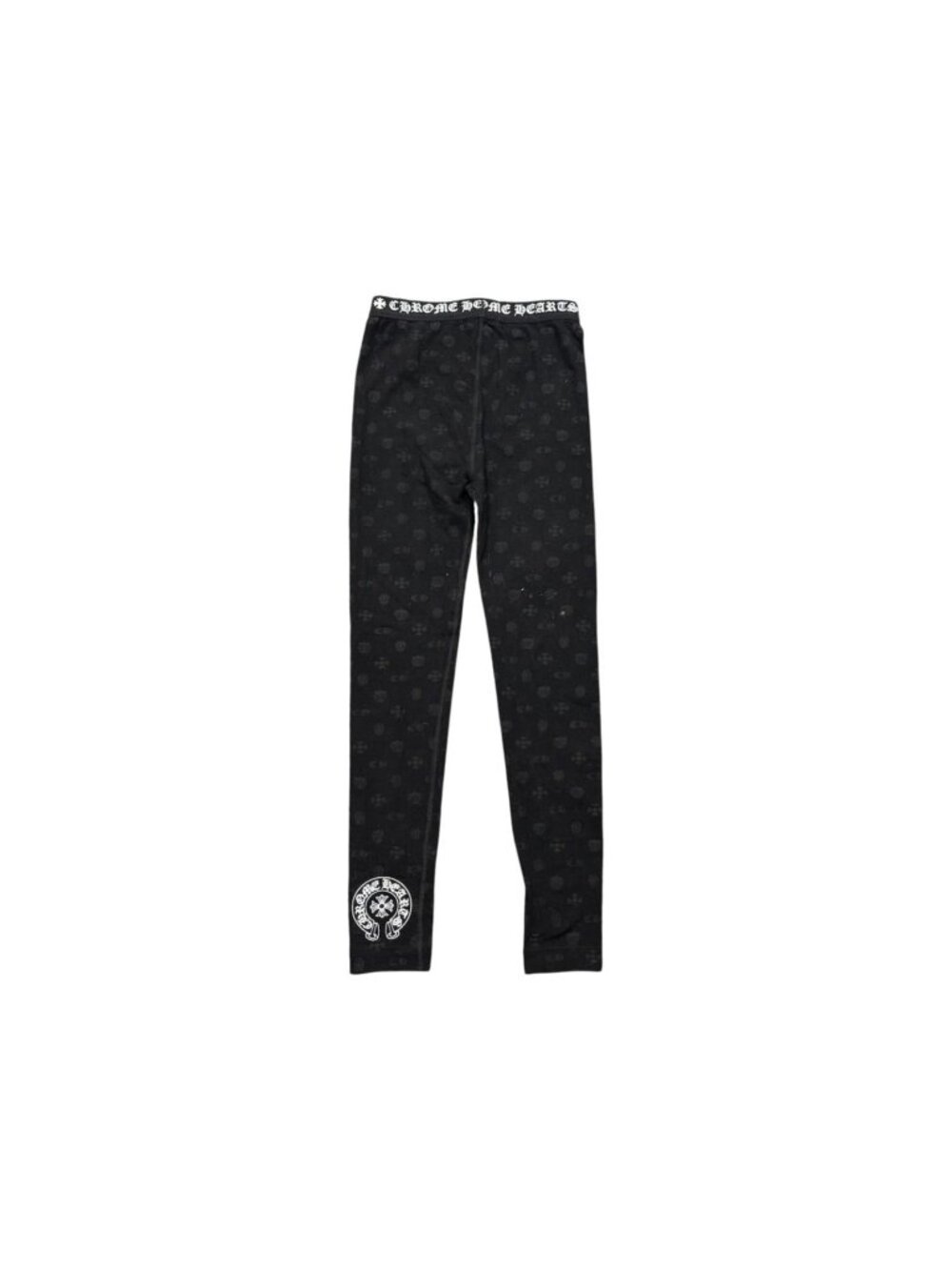Chrome Hearts Horseshoe Leggings All Over Print Black White Cotton XS
